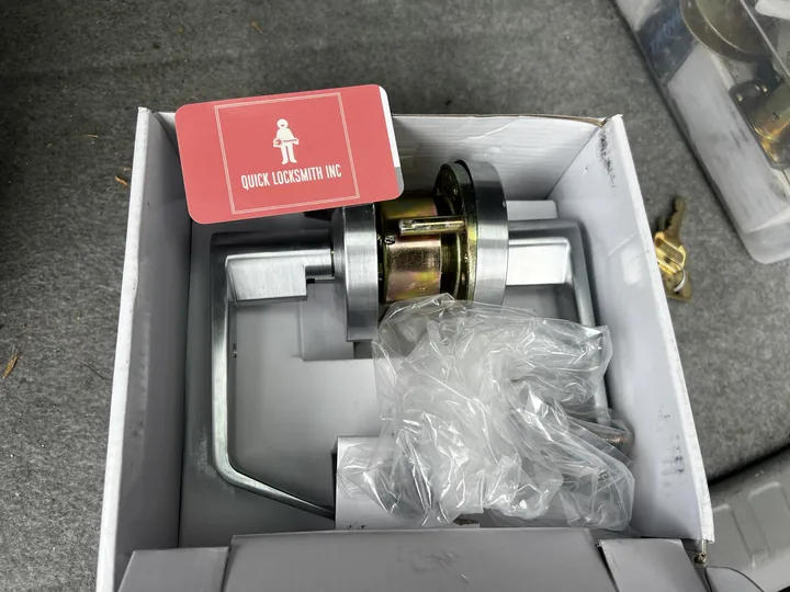 A commercial grade lockset ready to be installed